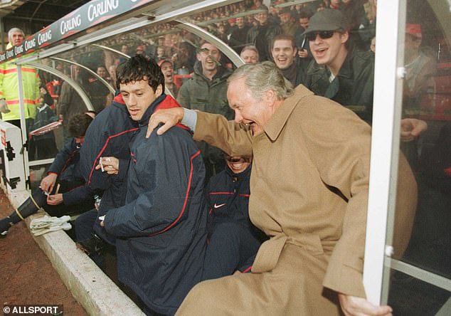 Ron Atkinson realises he has entered the wrong dugout at the City Ground in 1999