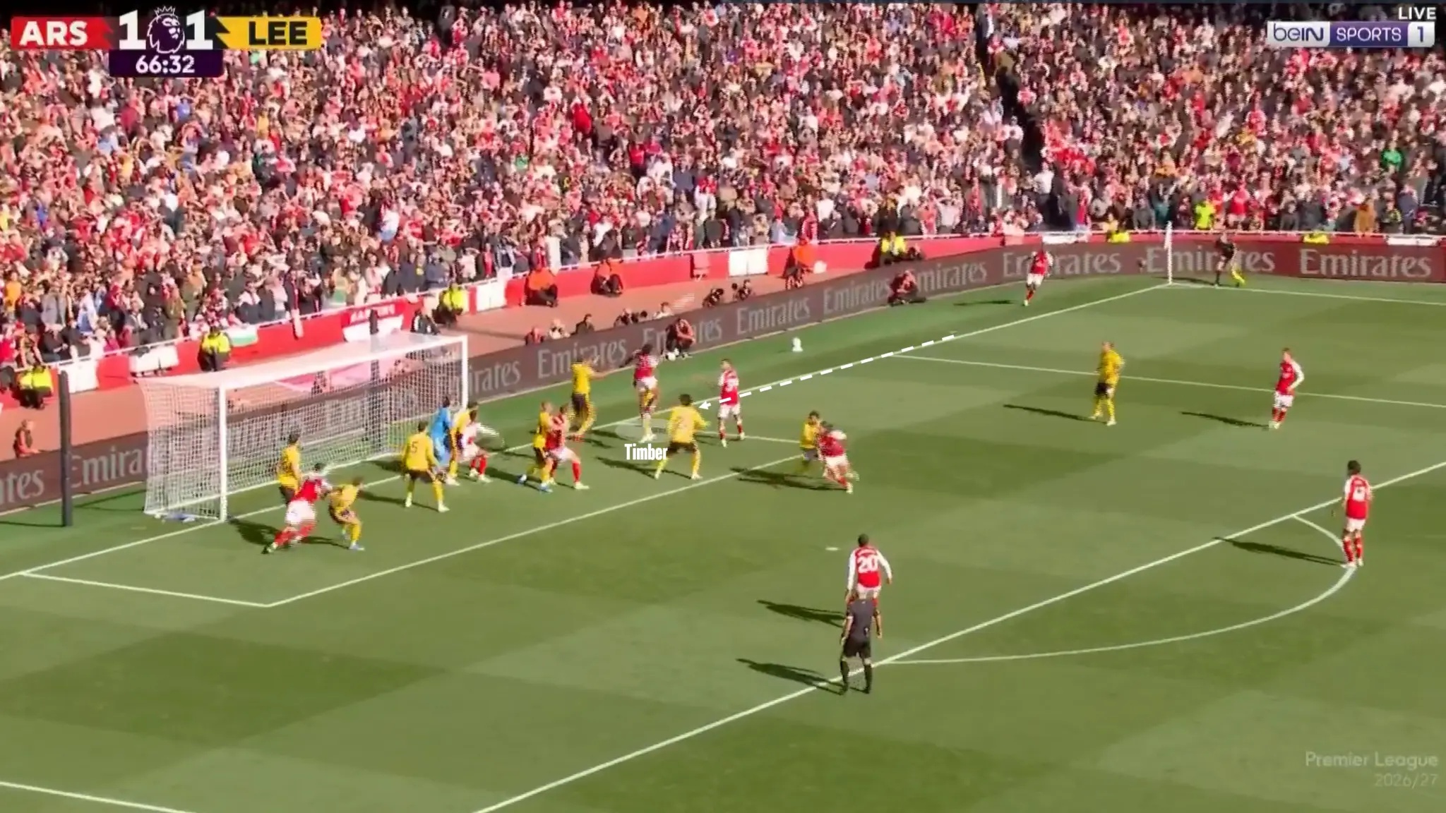 Arsenal near-post corner vs Leeds