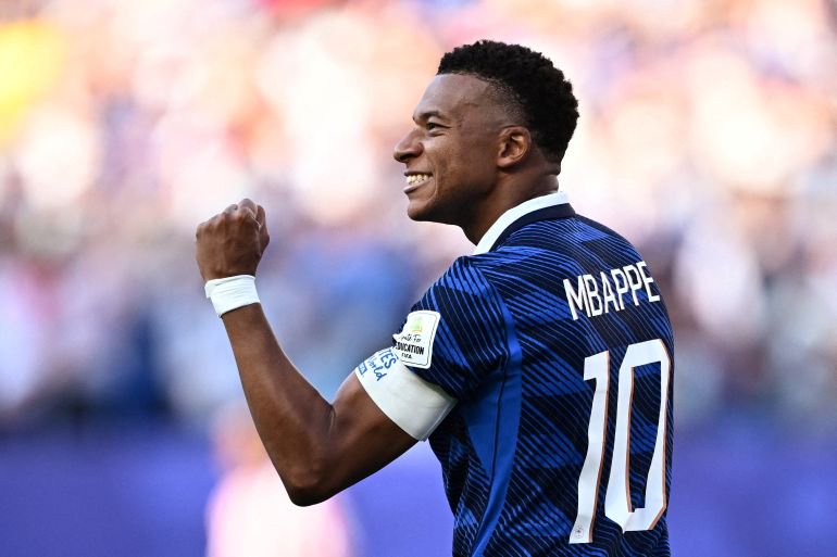 France's Kulian Mbappe celebrates scoring the only goal against Paraguay at World Cup 2026