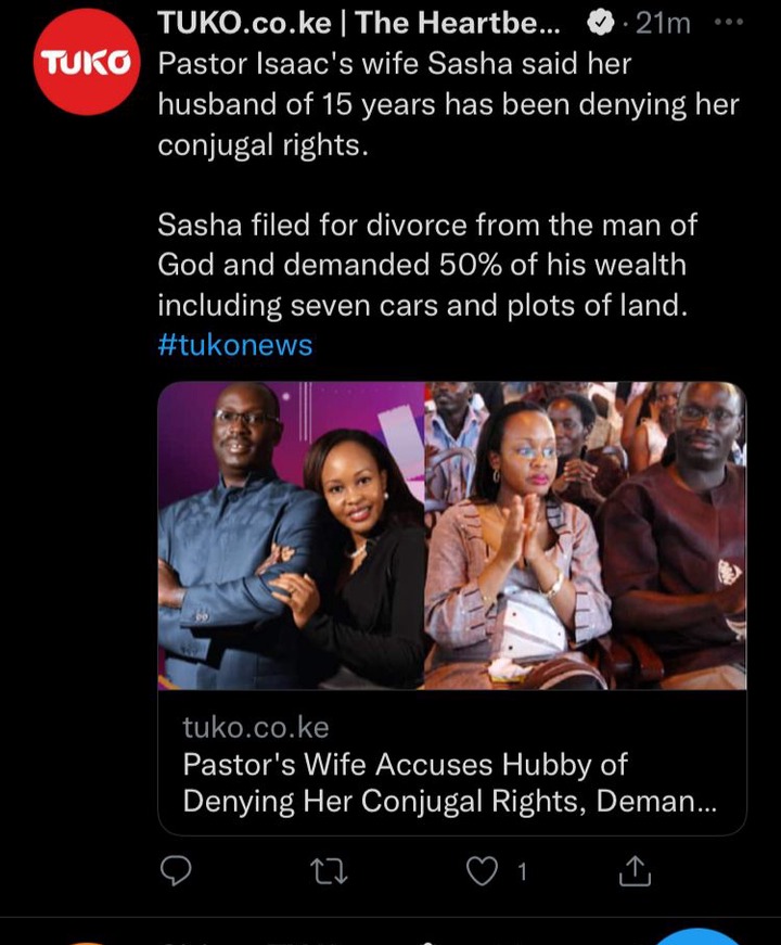 "He Does Not Perform In Bed" - Pastor's Wife Cries As She Files For Divorce