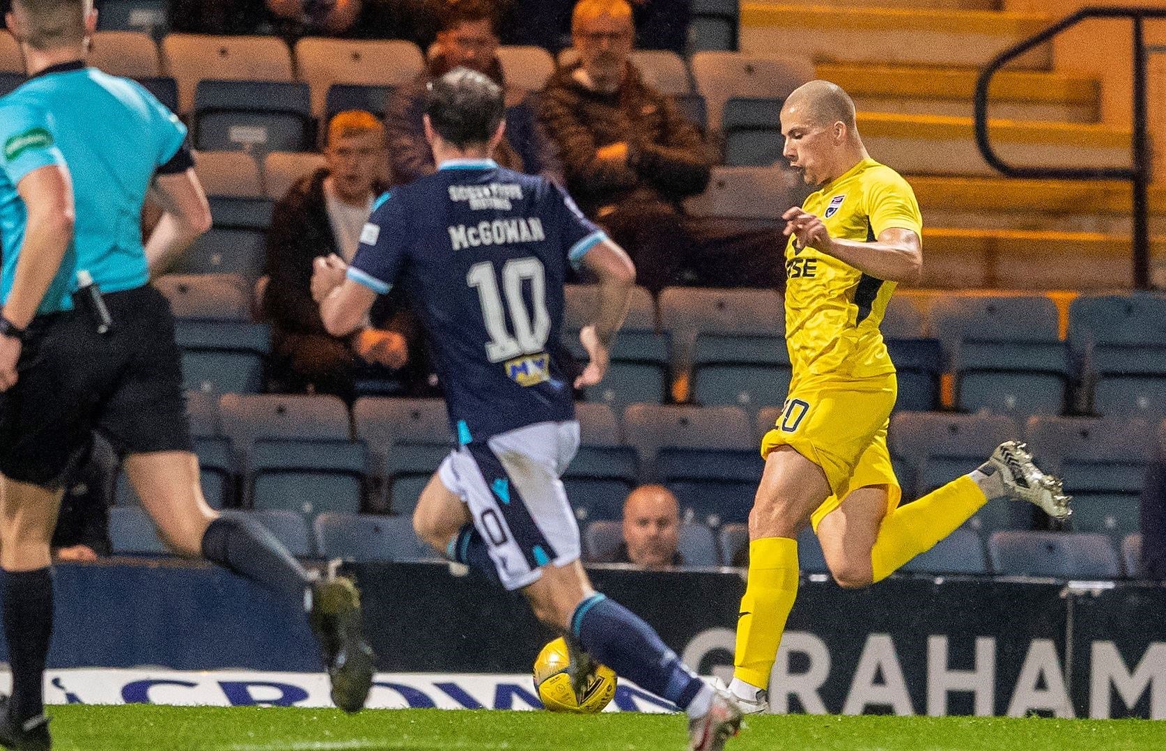 Harry Clarke's marauding runs from right back caused plenty of headaches to other sides before his Ross County loan was cut short. Picture: Ken Macpherson