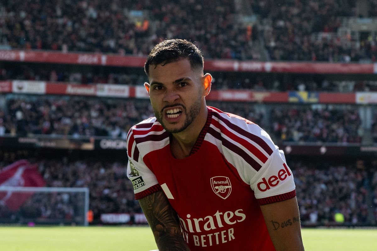 Bruno Guimaraes after he scored for Arsenal against Leeds United
