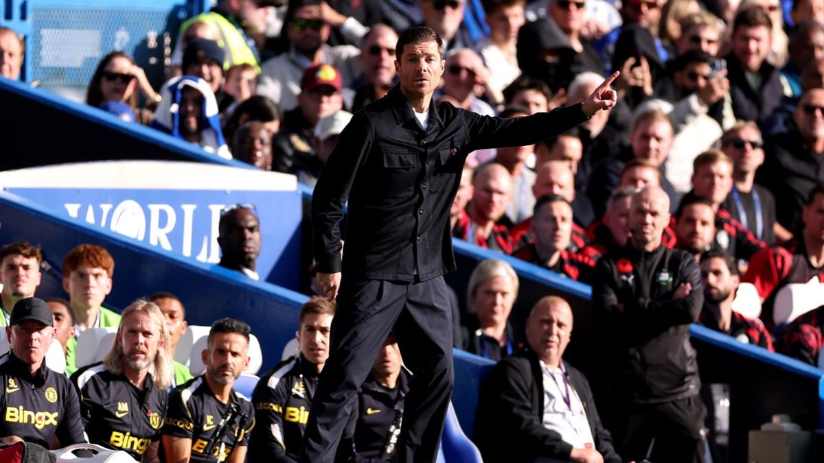 Xabi Alonso on the touchline. (Photo by Justin Setterfield/Getty Images)