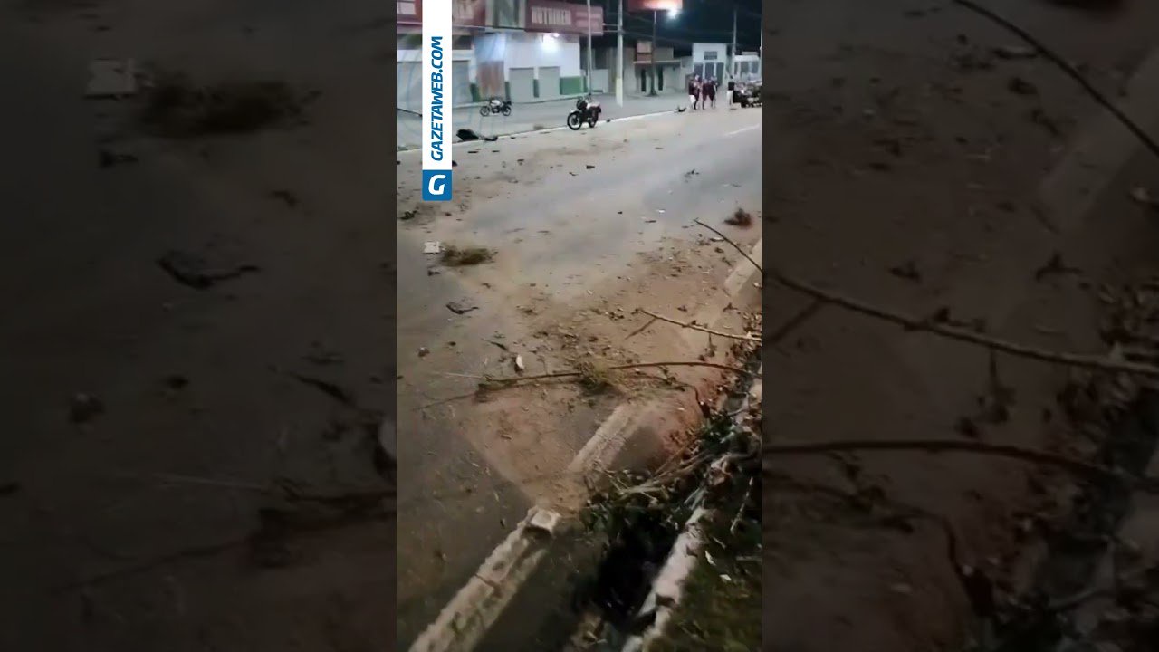 Carro sai da pista, parte árvore ao meio e causa estragos na Fernandes Lima