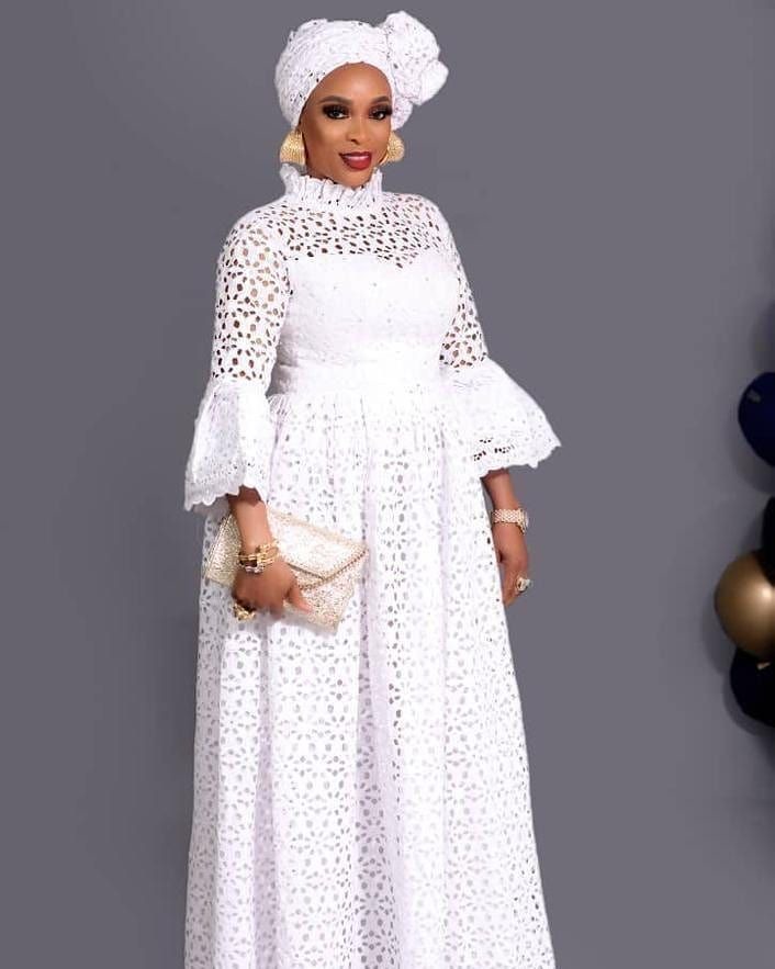 White Lace Bubu Gowns Styles