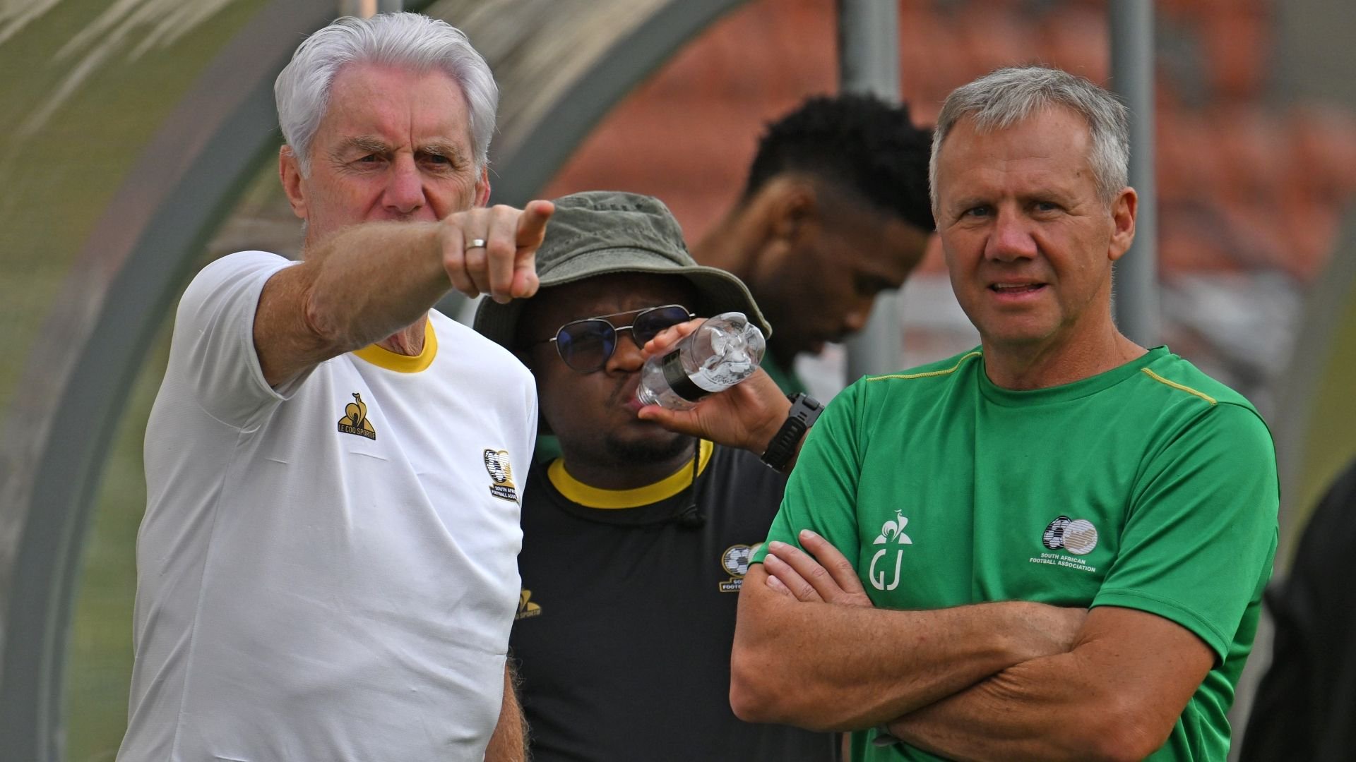 Hugo Broos and Grant Johnson, Bafana Bafana
