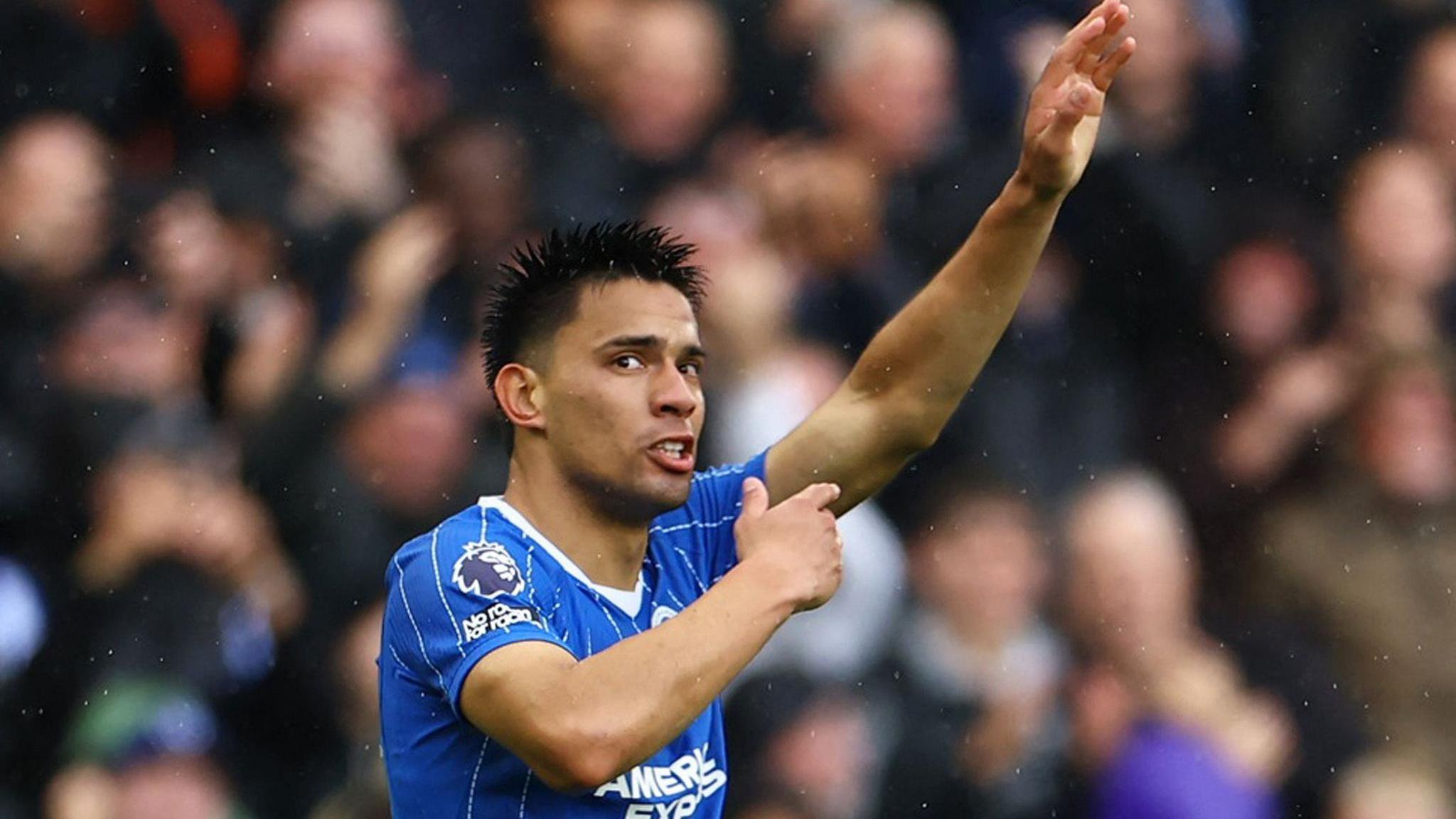 Diego Gomez celebrates scoring for Brighton