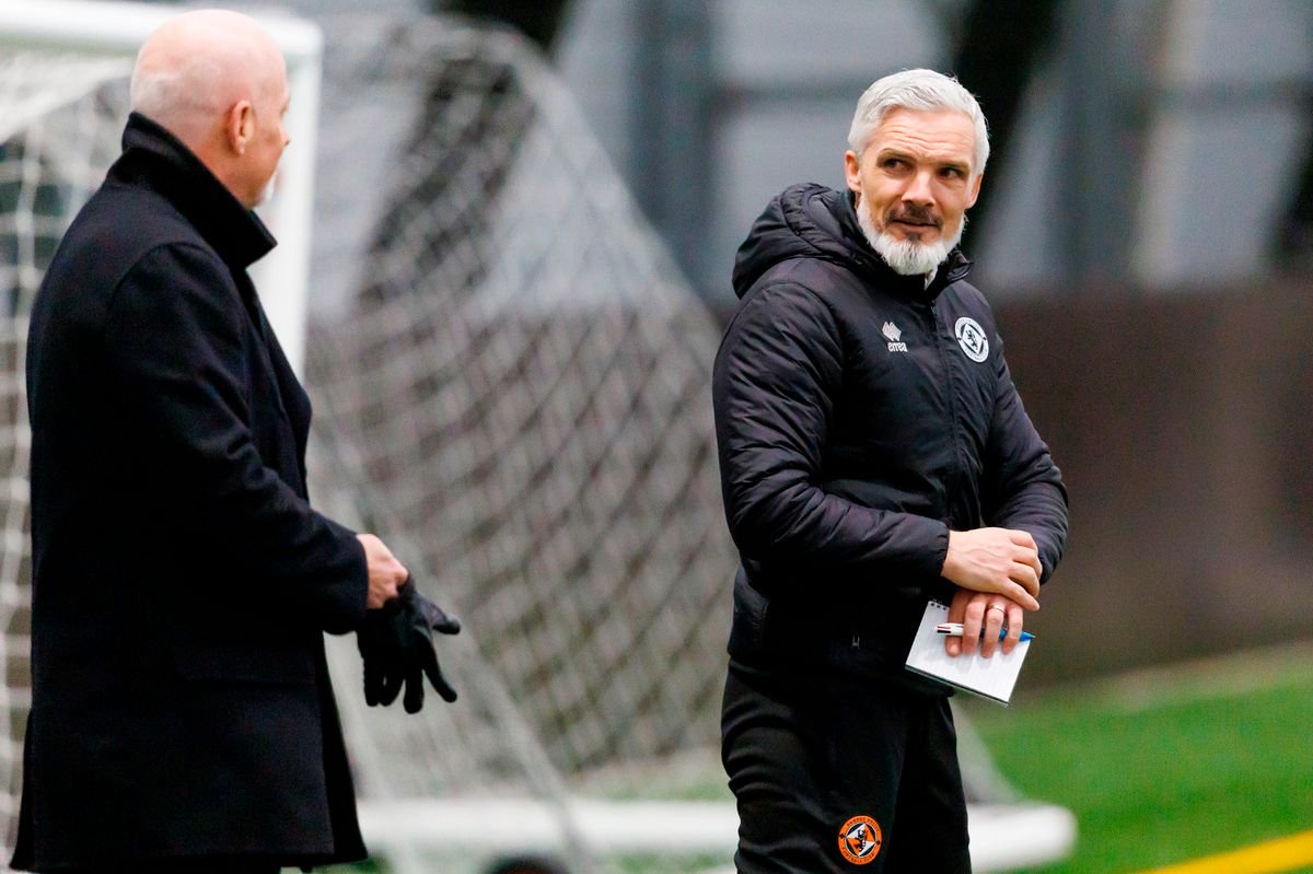 Dundee United Chairman Mark Ogren (L) and Manager Jim Goodwin 