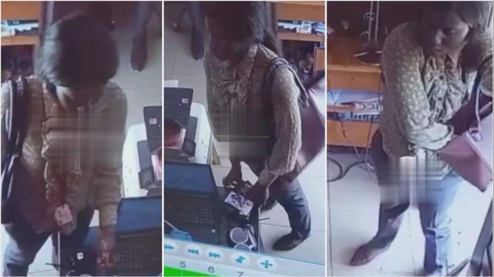 lady was caught on camera expertly stealing a phone