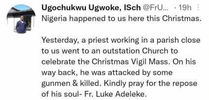 Catholic Priest, Luke Adeleke Murdered