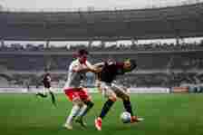 Alessandro Buongiorno (R) of Torino FC competes for the ball with Pedro Pereira of AC Monza during the Serie A football match between Torino FC and...