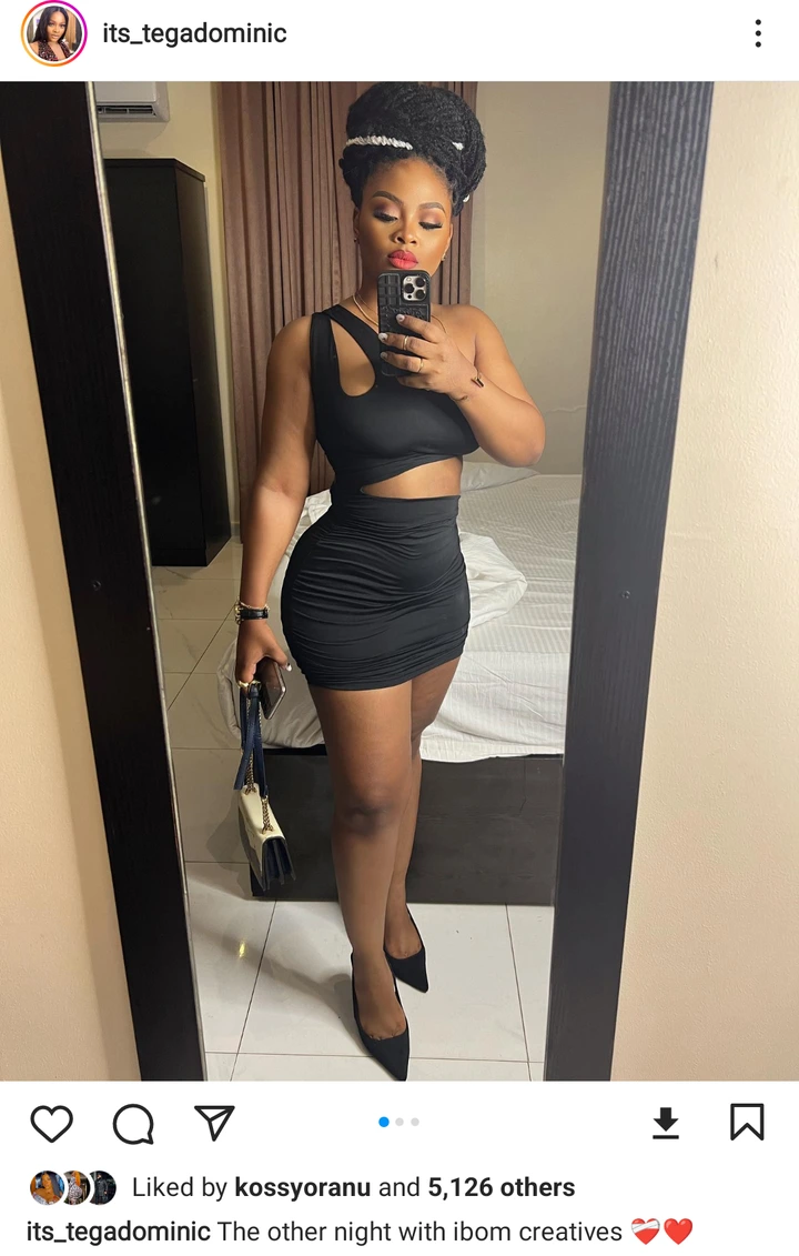 BBN Star, Tega Dominic Causes Reactions As She Shows Off Her Outfit To An Event