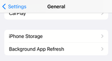 Screenshot from the General section of the Settings menu on iPhone