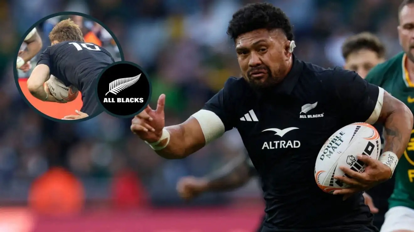 All Blacks stars Ardie Savea and Ruben Love (inset), who have been ruled out for the season through injury.