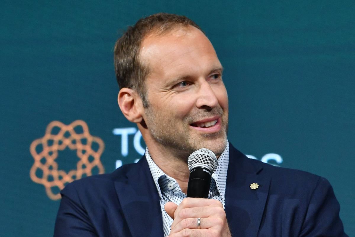 Petr Cech speaking at a press conference