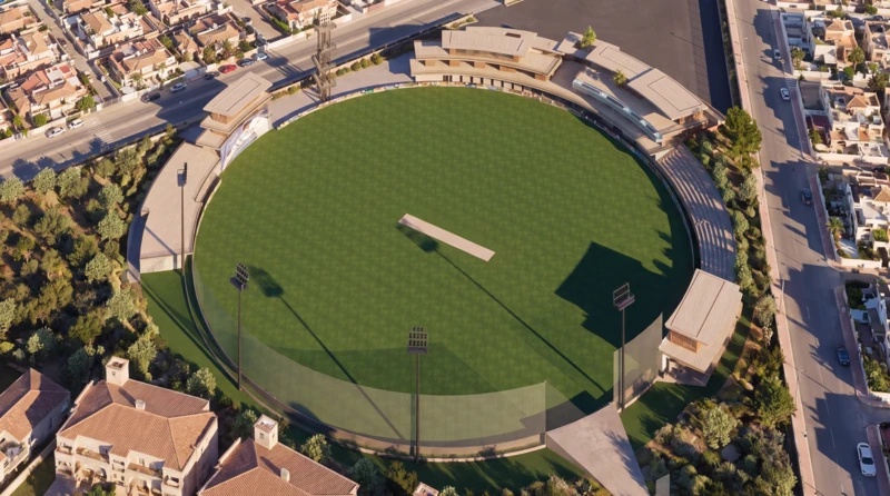 An aerial design rendering of the Campo Maximo ground being built in Spain