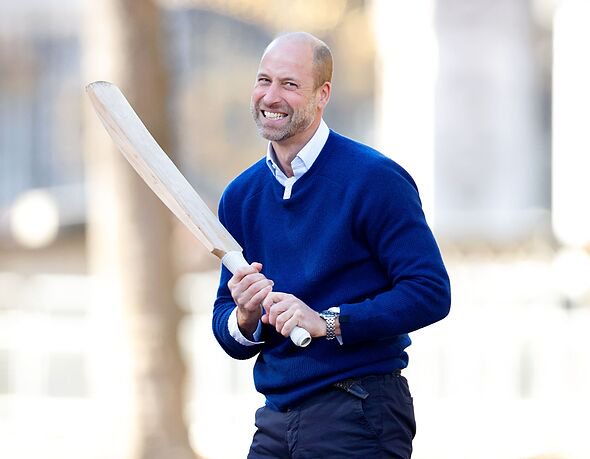 Prince William bats during an Earthshot Cricket On The Mall event