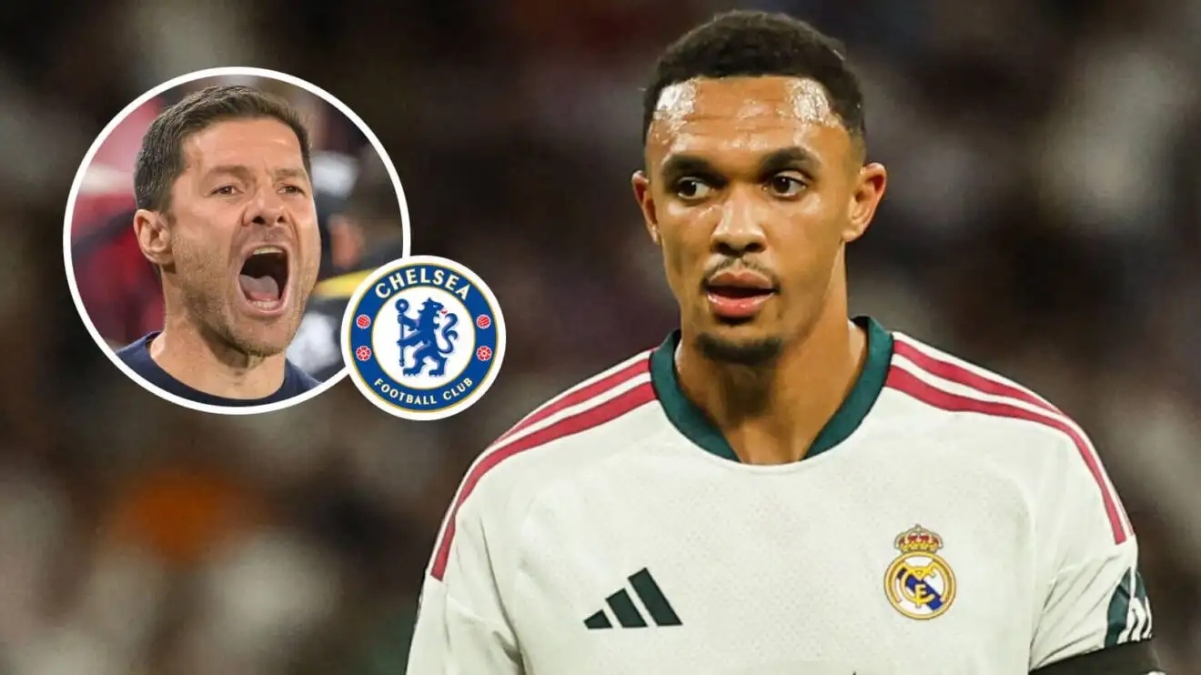 Real Madrid right-back Trent Alexander-Arnold, Chelsea manager Xabi Alonso