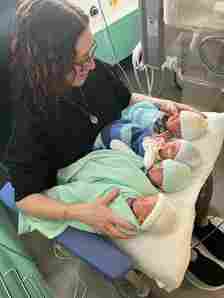 Mrs Mitchell gave birth to Ben, Noah, Harrison and Rory on May 14